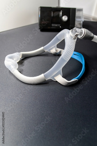 CPAP mask with nose mask or nose mask headgear cpap machine against obstructive sleep apnea helps patients as respirator mask headgear clip for breathing therapy snoring sleep disorder better sleeping