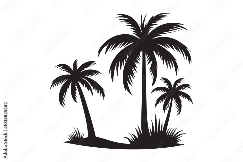 Palm Tree Vector Illustration on White Background. Palm Tree Vector Illustration on White Background.