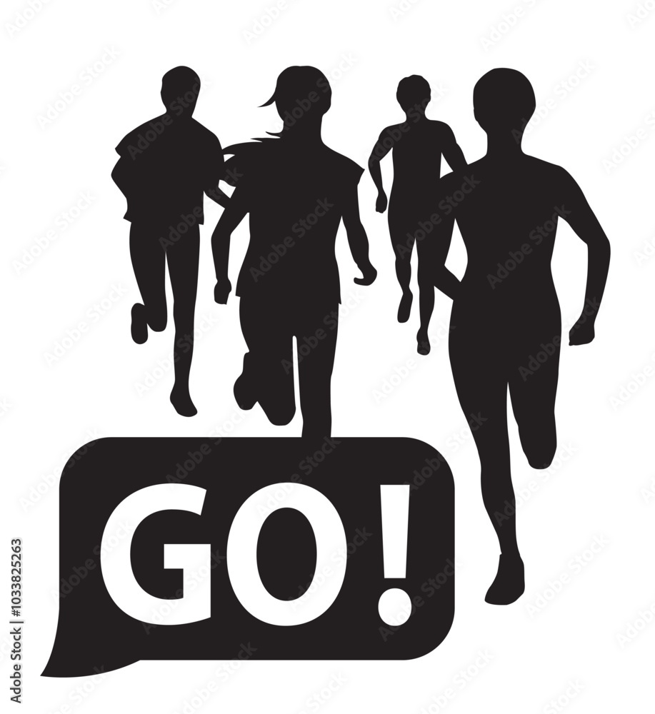 SILHOUETTES DE COUREURS SUR FOND BLANC ET FOND TRANSPARENT 1