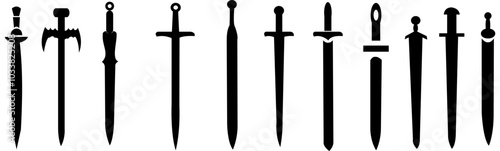 medieval swords. Design element for poster, card, banner, emblem, sign. Vector illustration