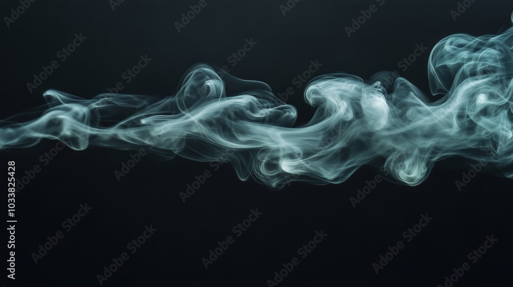 A wisp of green smoke against a black background, taken with a wide-angle lens. A wisp of green smoke against a black background, taken with a wide-angle lens.