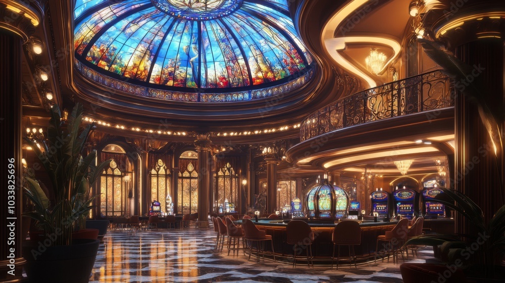 Obraz premium Casino interior 3D render with intricate design and lighting