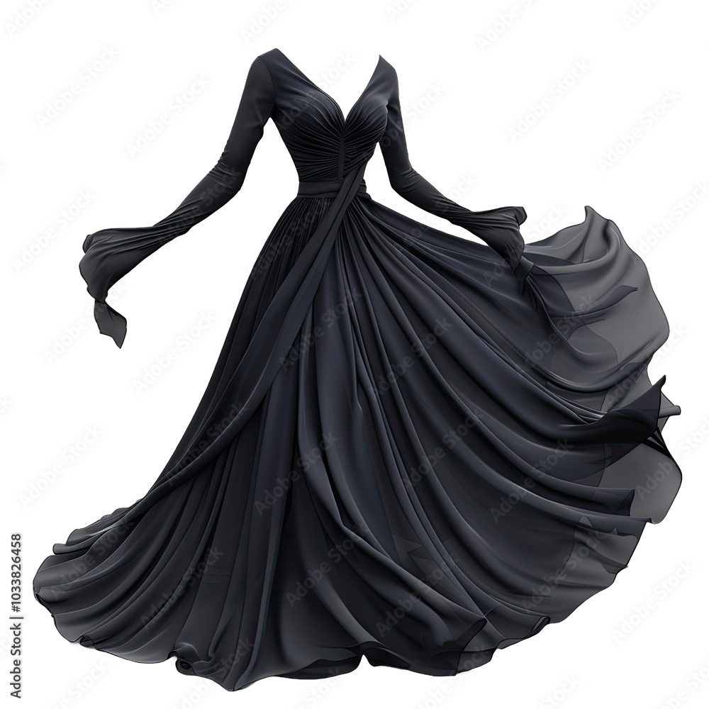 Elegant display dresses in a stylish showroom, showcasing exquisite designs and beautiful lighting.isolated on white background Elegant display dresses in a stylish showroom, showcasing exquisite designs and beautiful lighting.isolated on white background