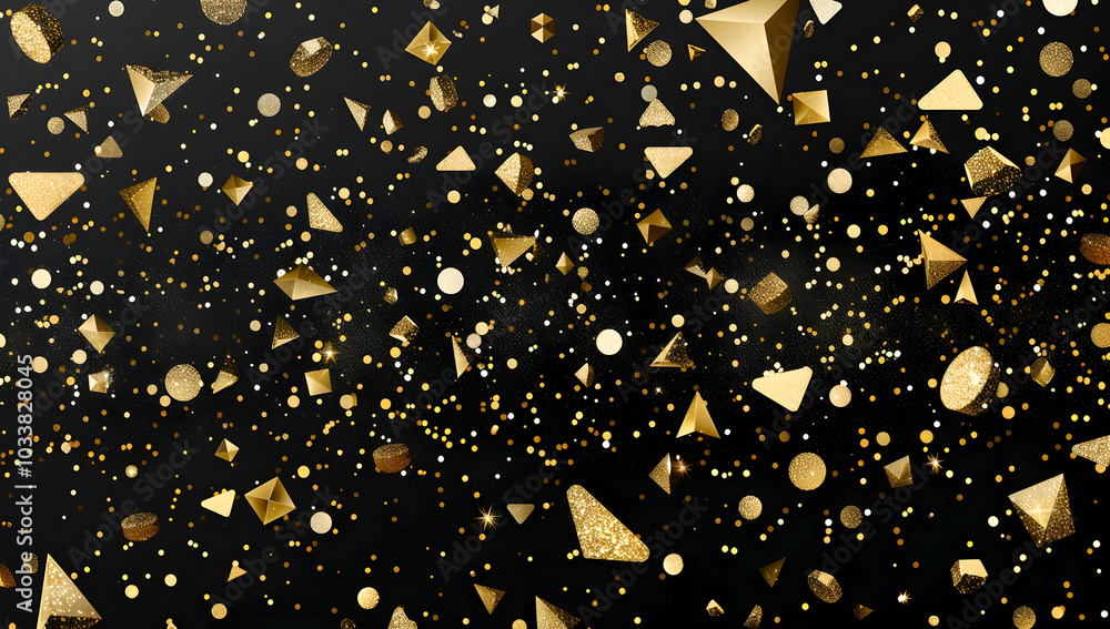 A black background with golden falling confetti, creating an elegant and festive atmosphere for celebration events A black background with golden falling confetti, creating an elegant and festive atmosphere for celebration events