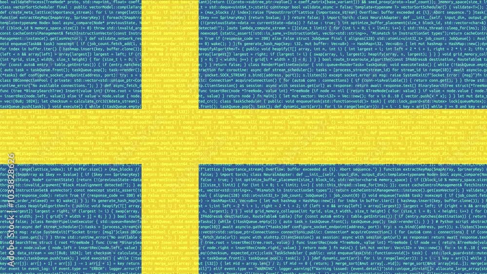 Binary code on flag of Sweden. Program source code or Hacker concept on Swedish flag. Sweden digital technology security, hacking or programming Binary code on flag of Sweden. Program source code or Hacker concept on Swedish flag. Sweden digital technology security, hacking or programming