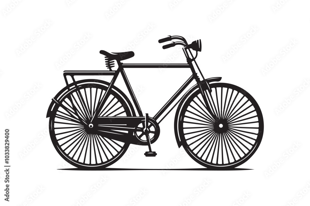 Fototapeta premium Bicycle Silhouette Vector Illustration. Clean White Background.