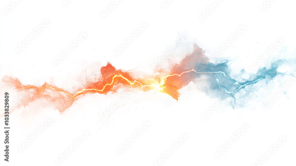 Naklejka premium orange blue electric lightning isolated on white 