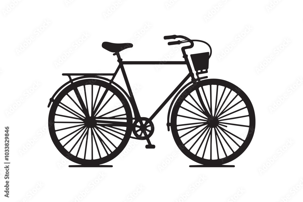 Fototapeta premium Bicycle Silhouette Icons. Vector Illustration on White.