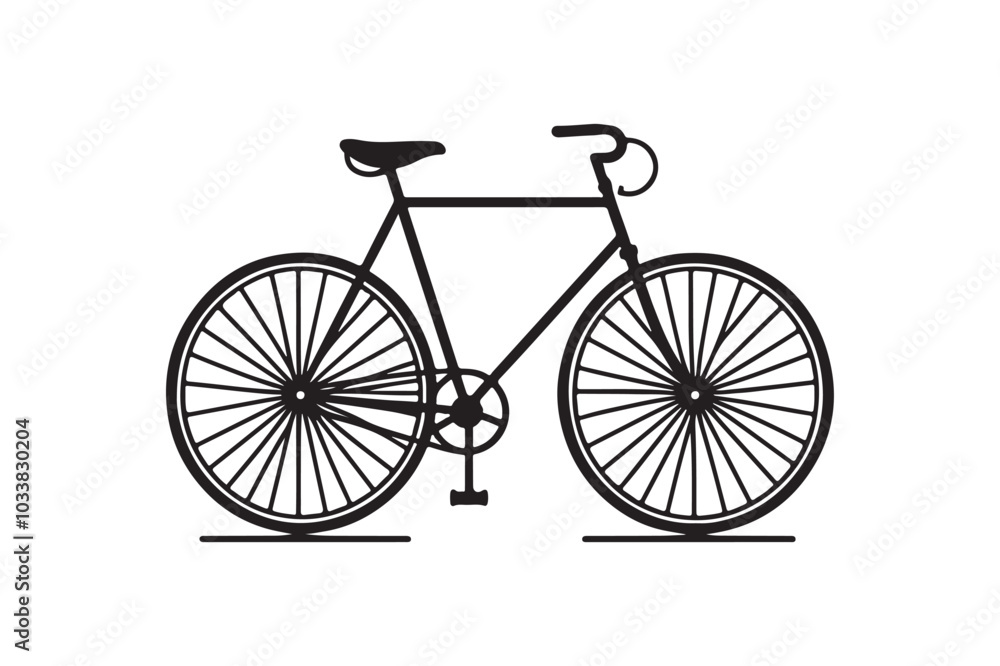 Fototapeta premium Bicycle Icon Silhouette. Vector Illustration on White.
