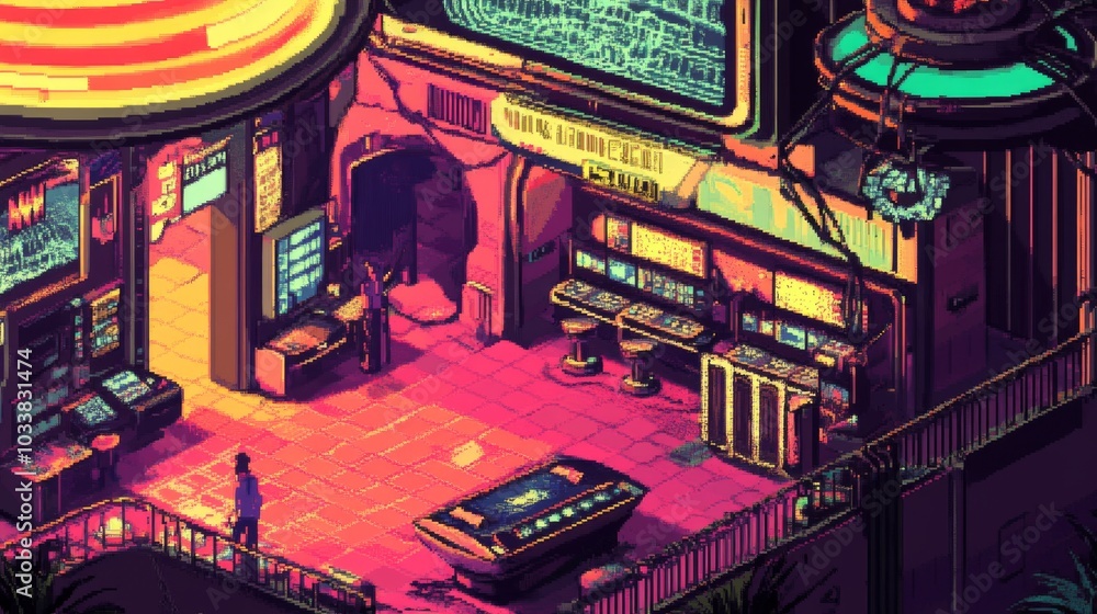 Isometric Mars attack casino with retro scifi visuals Isometric Mars attack casino with retro scifi visuals