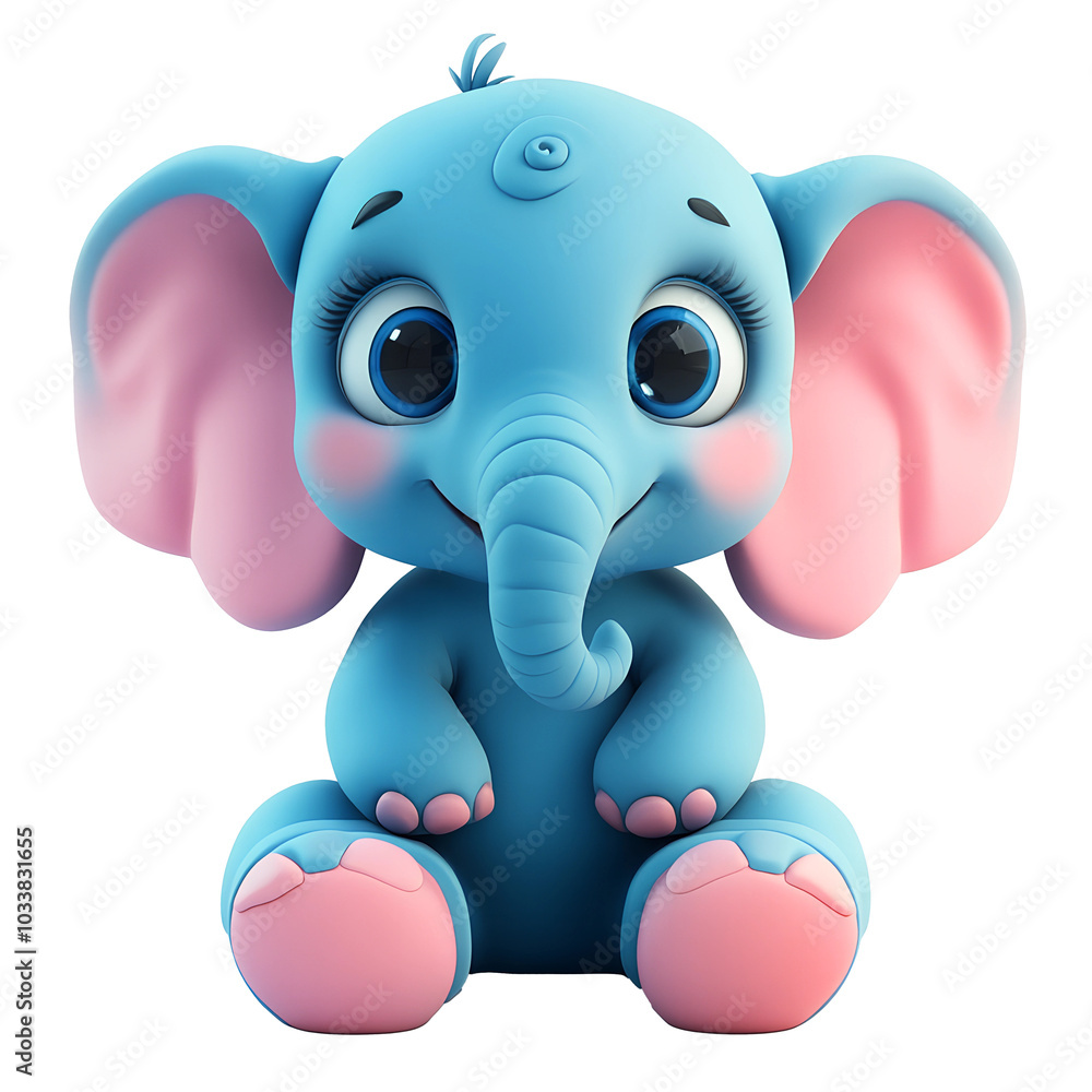 3D cartoon cute elephant sitting 3D cartoon cute elephant sitting