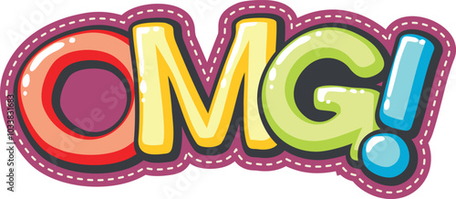 OMG sticker in sewing textile colorful patch style