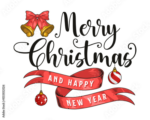 Merry Christmas lettering sticker colorful