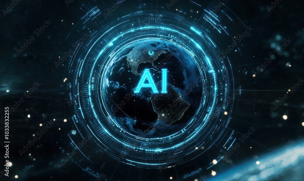 AI Globe with Futuristic Digital Interface AI Globe with Futuristic Digital Interface