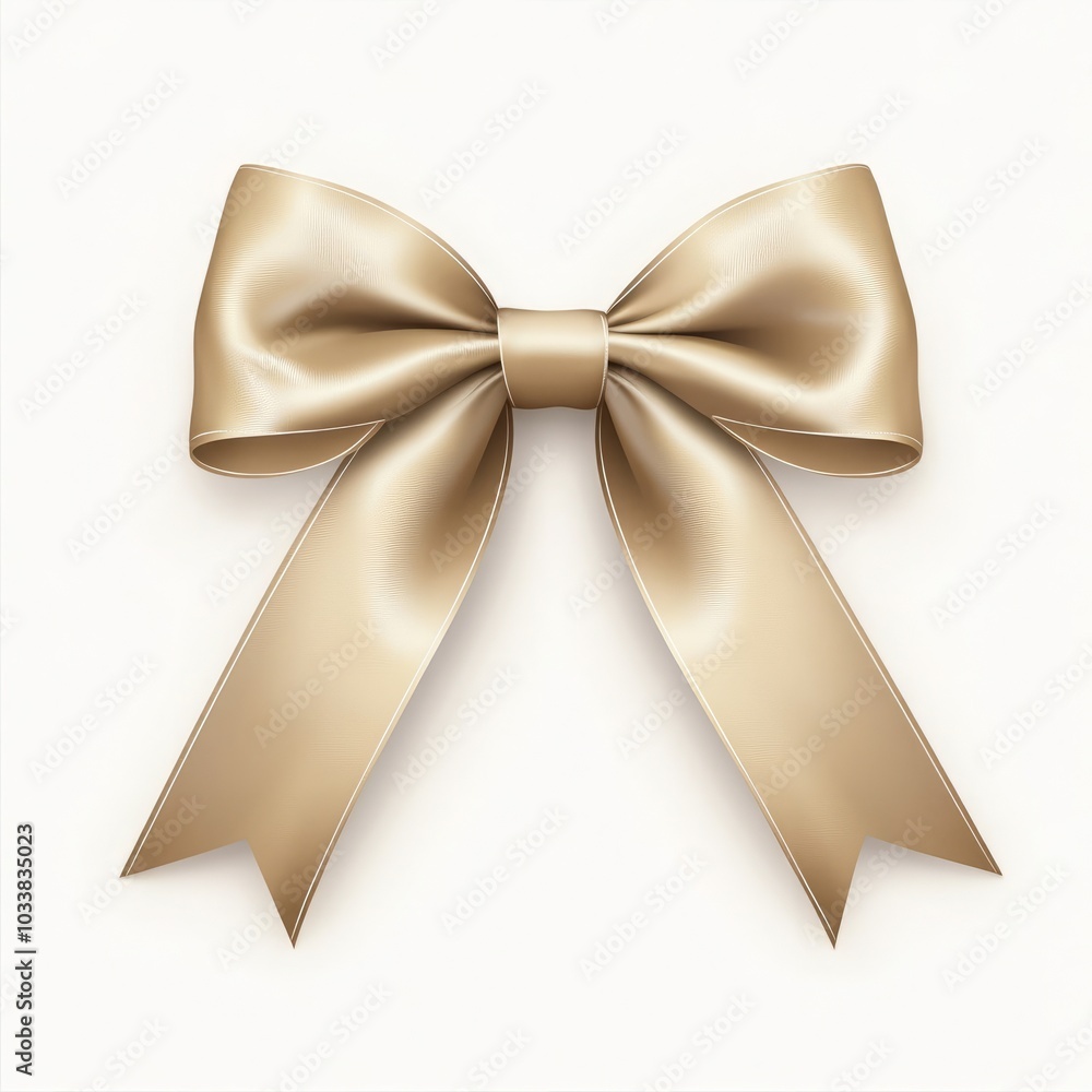 A shiny, elegant gold bow with long tails for decoration. A shiny, elegant gold bow with long tails for decoration.
