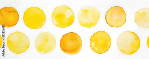 Panel kuchenny z motywem Vibrant Yellow Watercolor Circles on White Background