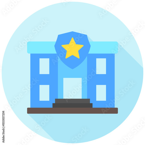 Police Station rounded multi color icon, use for UI, UX, app and web development, digital or print. for industry, education, construction, transportation, environment, urban planning theme.