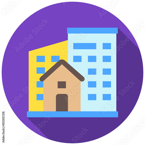 Residential Area rounded multi color icon, use for UI, UX, app and web development, digital or print. for industry, education, construction, transportation, environment, urban planning theme.