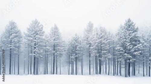 Wallpaper Mural Snowy forest: Minimalist serene winter landscape Torontodigital.ca