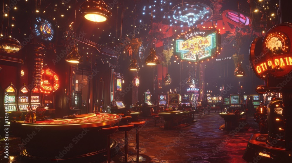 3D animated robotic circus casino scene with steampunk acrobats 3D animated robotic circus casino scene with steampunk acrobats