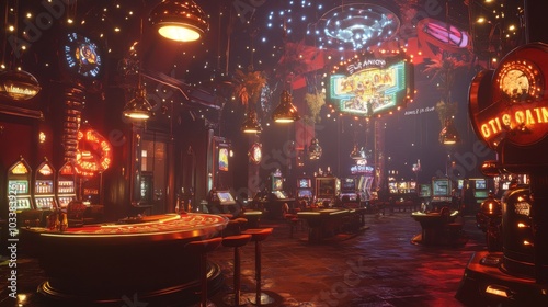 Wallpaper Mural 3D animated robotic circus casino scene with steampunk acrobats Torontodigital.ca