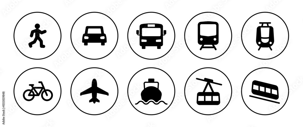 Simple icon set of vehicles Simple icon set of vehicles