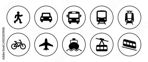 Simple icon set of vehicles