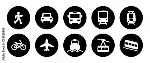 Simple icon set of vehicles