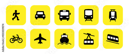 Simple icon set of vehicles