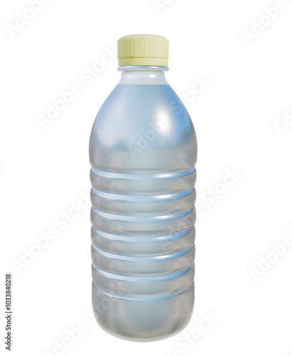 Plastic clear bottle with yellow cap. 3D render