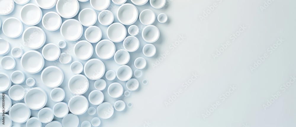 Abstract arrangement of white circles on a light background. Abstract arrangement of white circles on a light background.