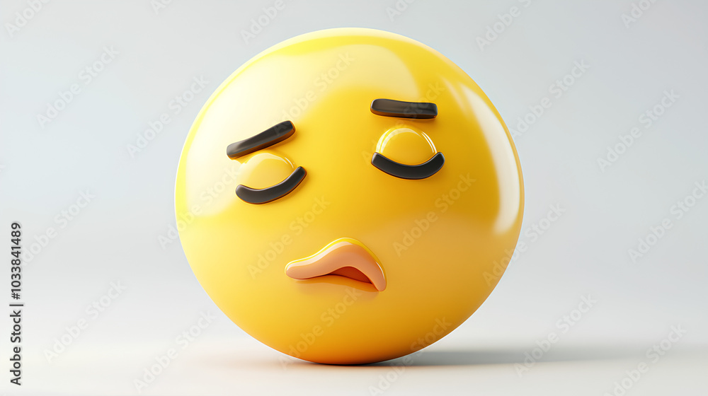 Fototapeta premium Sleeping face three dimensional emoji. Snoring emoticon isolated white background