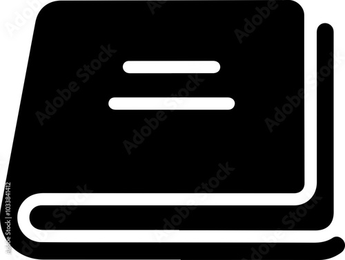 Minimalistic Book Icon: Simple black and white illustration of a closed book, ideal for digital design and educational materials.
