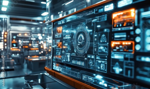 Wallpaper Mural Futuristic Digital Interface in Modern Tech Environment Torontodigital.ca