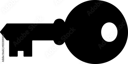 Silhouette of a Classic Key: A minimalist black key design suitable for security, access, or symbolism in various art projects.