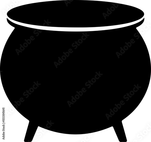 Vector Image of a Black Cauldron - Ideal for Halloween, Cooking Themes or Mystical Designs