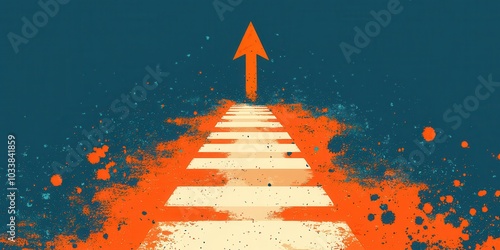 Abstract Art Featuring Upward Arrow on Vibrant Pathway