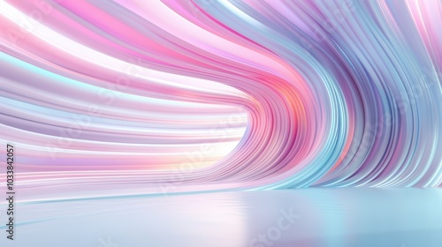 Abstract flowing waves in soft pastel colors, smooth texture, light reflection.