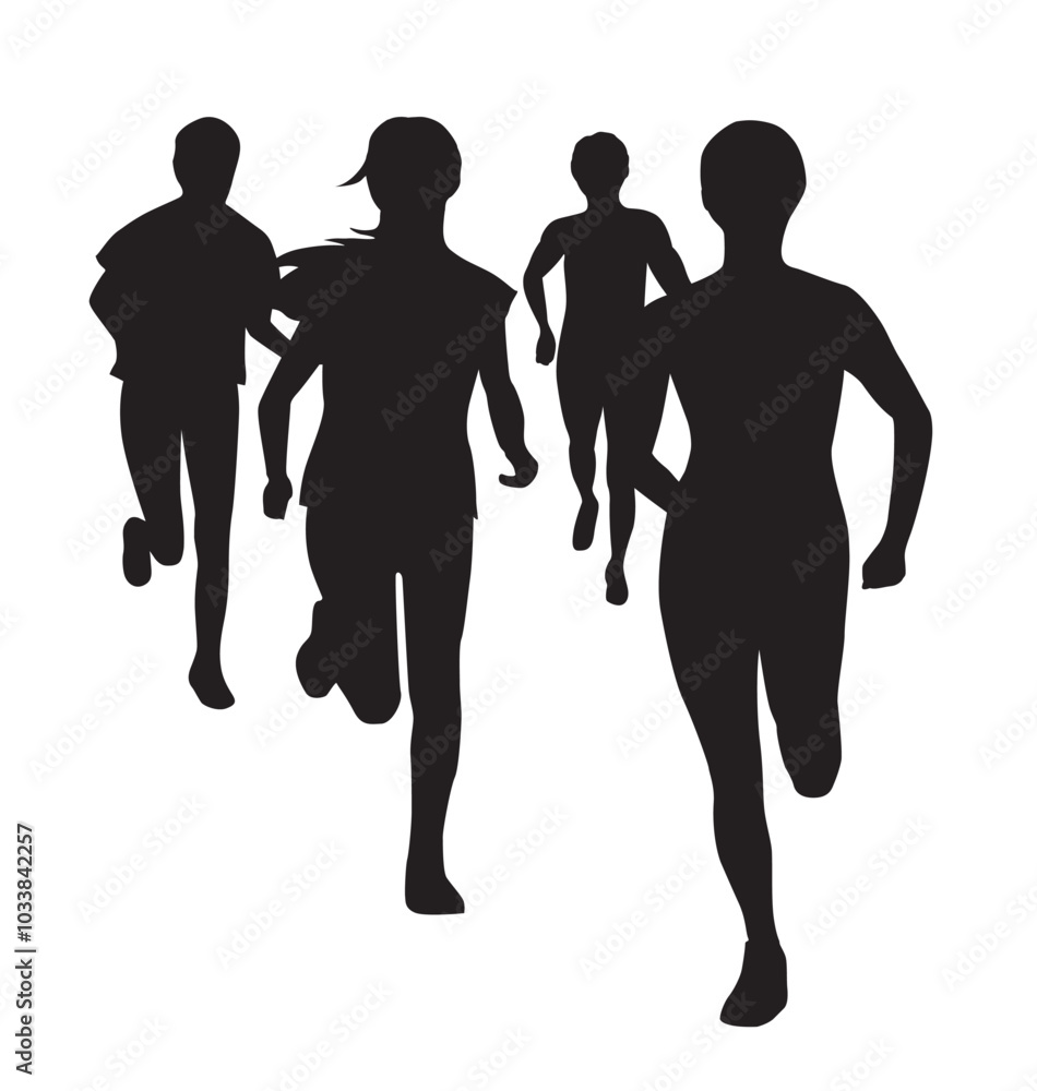SILHOUETTES DE COUREURS SUR FOND BLANC ET FOND TRANSPARENT 2