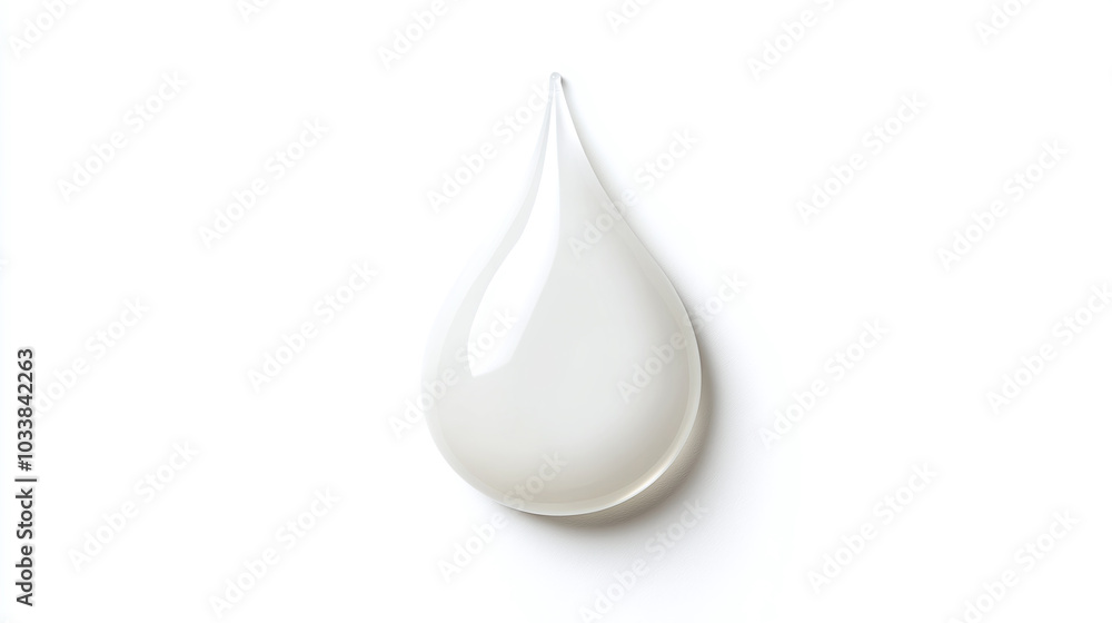 Droplet of clear skincare liquid toner. Isolated white background with cosmetic product swatch Droplet of clear skincare liquid toner. Isolated white background with cosmetic product swatch