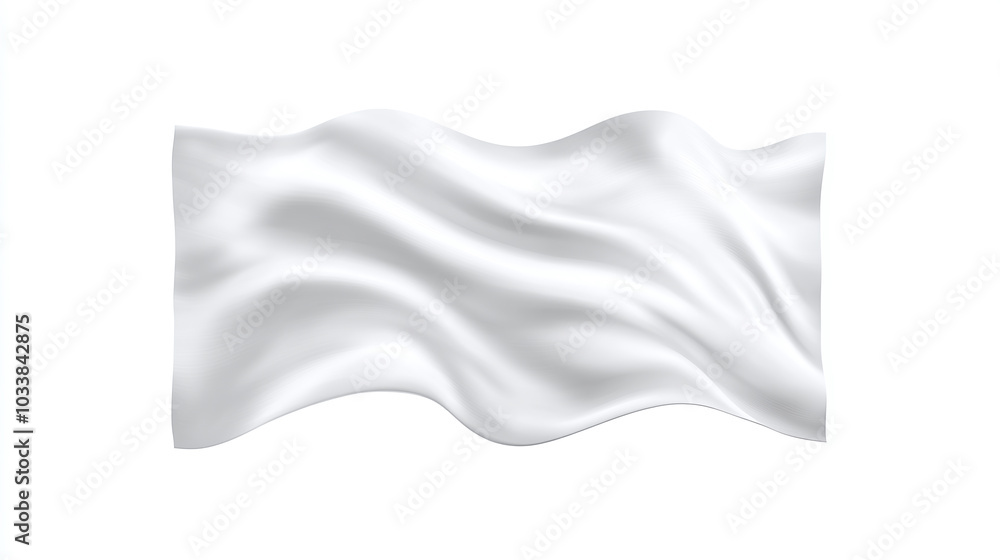 Isolated on white background, white flag template. Waving horizontal ...
