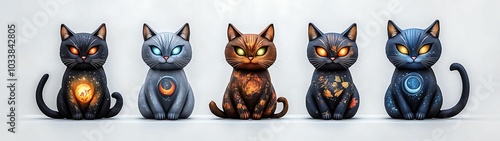 Magical cat collection five enigmatic felines with cosmic themes and unique designs capturing the imagination of cat lovers everywhere photo