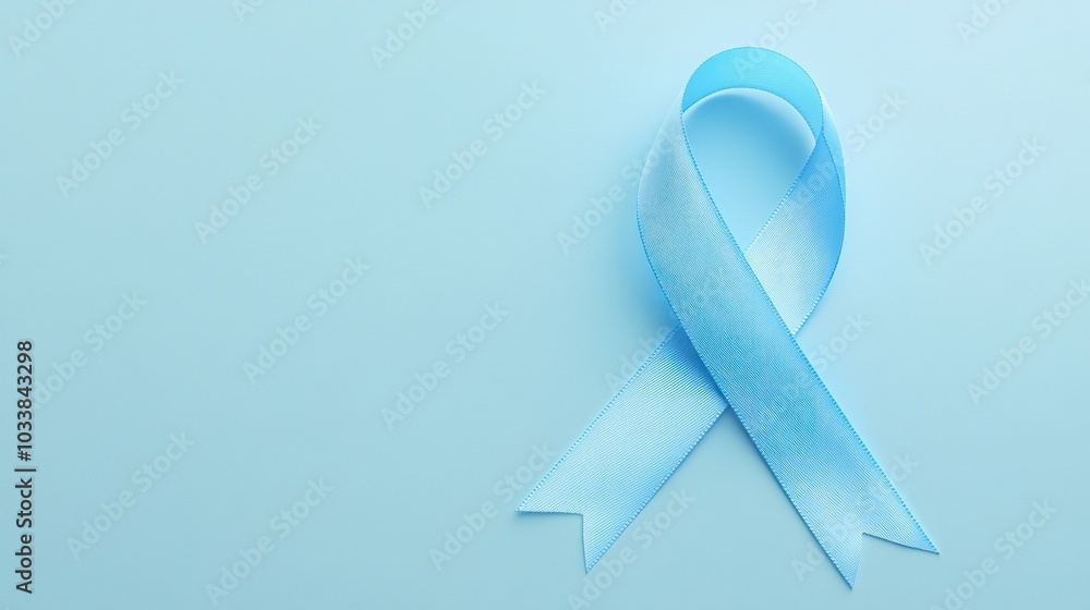 Blue Ribbon on Light Blue Background Blue Ribbon on Light Blue Background