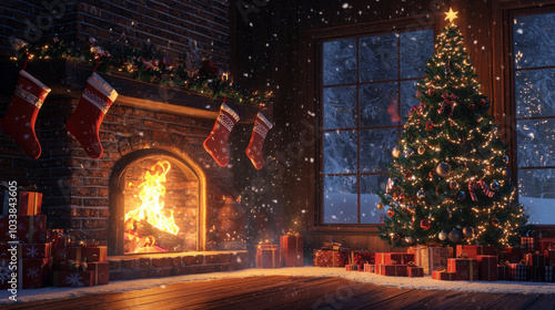 Wallpaper Mural Christmas evening in a cozy living room, Torontodigital.ca