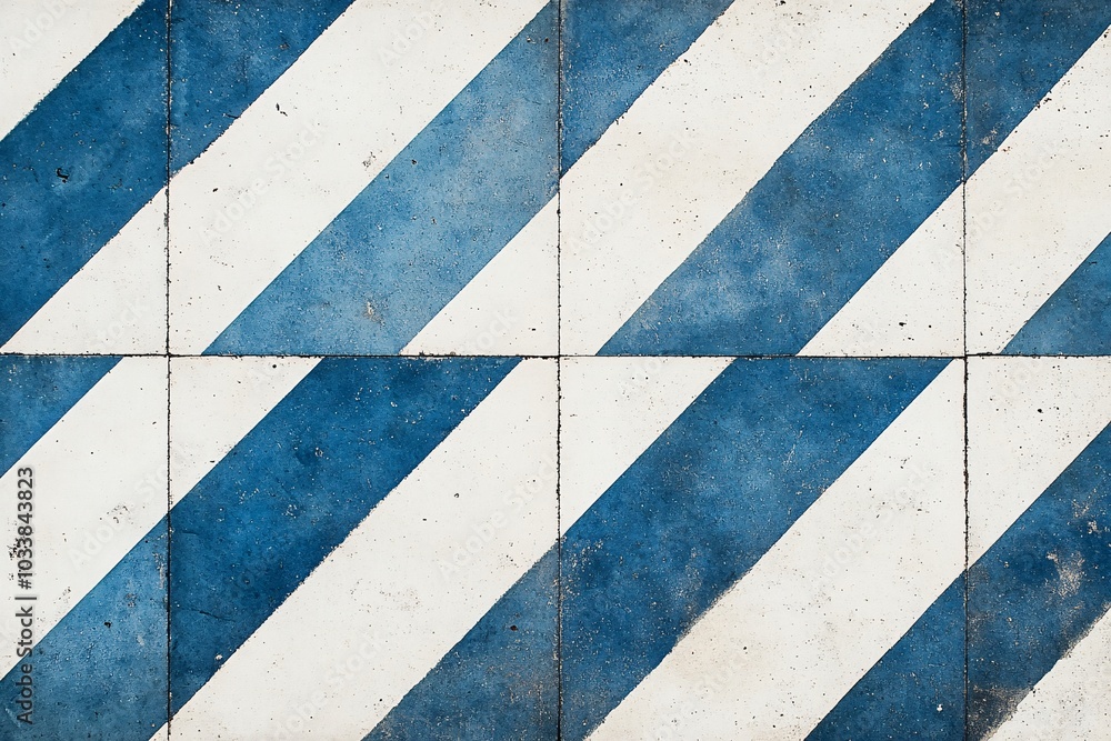 Fototapeta premium Blue and White Diagonal Stripe Tile Pattern