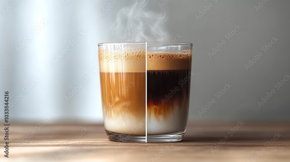 Hot Steaming Latte with a Creamy Texture Hot Steaming Latte with a Creamy Texture