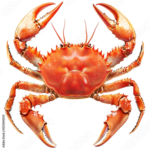 Close-Up of a Vibrant and Colorful Crab on the Shoreline, Perfect for Nature and Marine Life Themes in Advertising, Education, and Conservation Materials photo