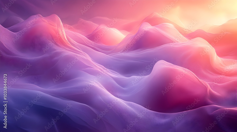 Ethereal Mountainous Landscape in Vibrant Sunset Colors Ethereal Mountainous Landscape in Vibrant Sunset Colors