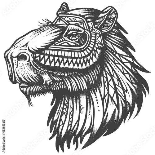 Wallpaper Mural Geometric Capybara Portrait in Black and White Torontodigital.ca