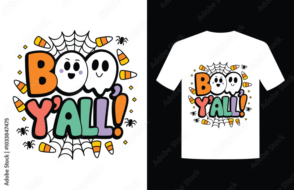 Boo Yall lettering trendy cute Halloween themed typography vector illustration for t- shirt design, apparels, background, poster and other uses Boo Yall lettering trendy cute Halloween themed typography vector illustration for t- shirt design, apparels, background, poster and other uses